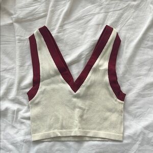 Zara Contrast Trim Ribbed Crop Top